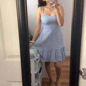 Old navy blue striped ruffle dress